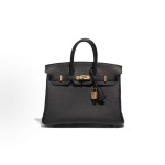 HERMES Birkin 25 Rose gold clasp platinum handbag 25 Women\'s Edition 89 Noir Black